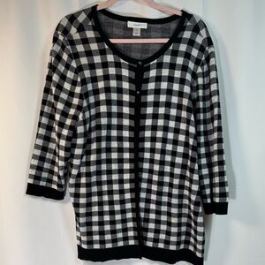 CJ Banks Black and White Checkered Cardigan 2X